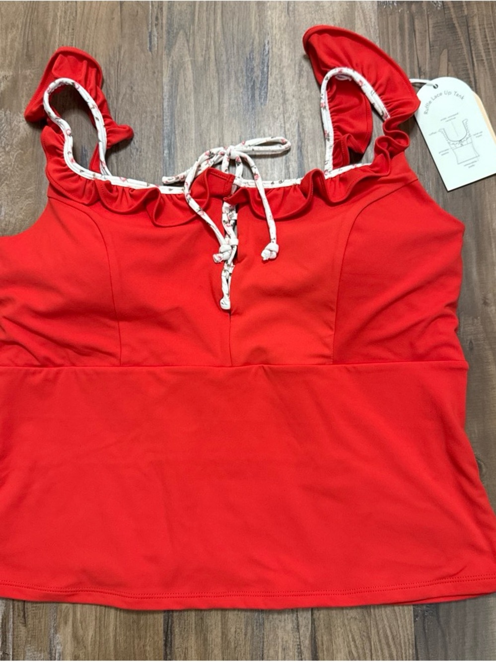 Red Ruffle Tie-Front Tank Top